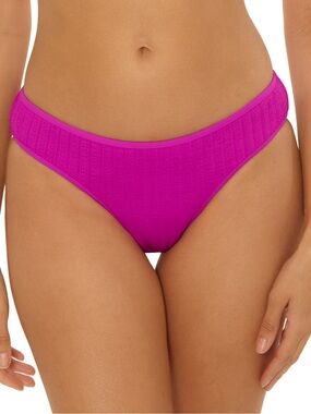 BECCA Ribbed Bikini Bottom in Vivid Fuchsia